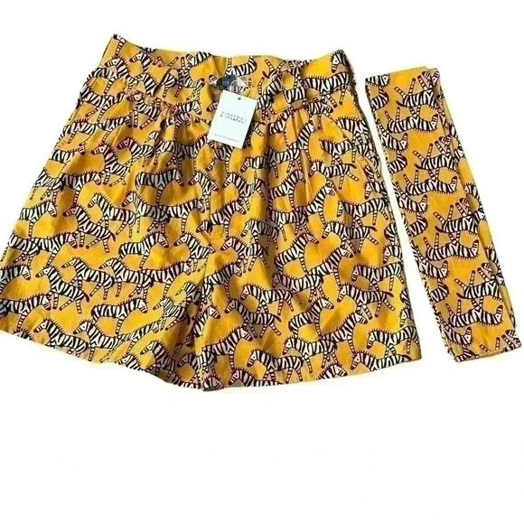 Compania Fantastica XL yellow ZEBRA high waist trouser shorts NWT - Picture 2 of 16